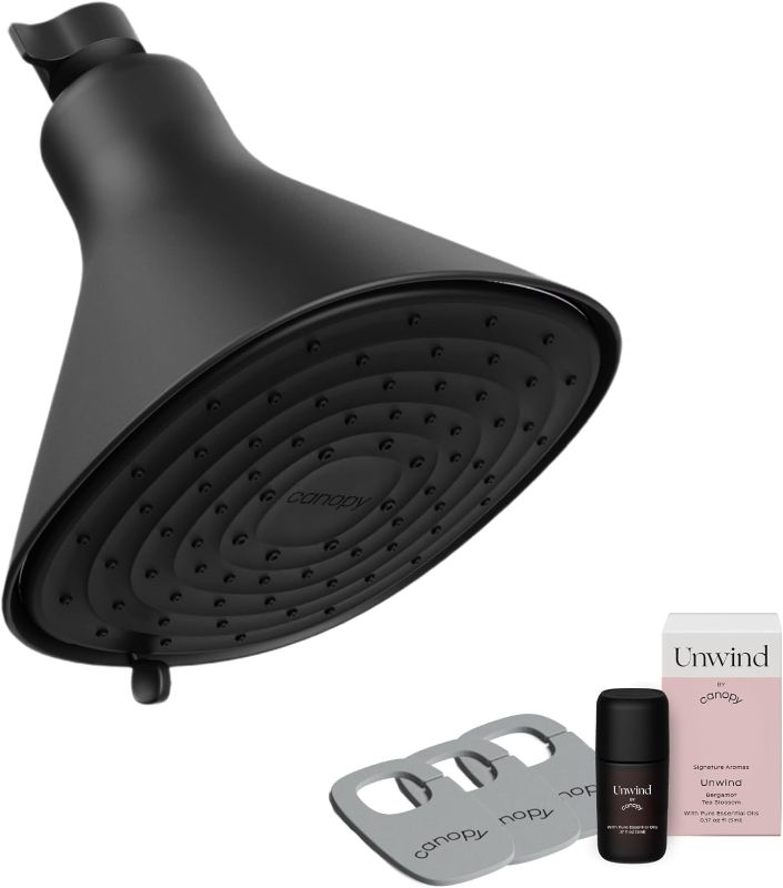 Photo 1 of Canopy Filtered Shower Head - High Pressure Shower Head Filter for Hard Water - Reduce Impurities for Healthier Scalp, Skin & Hair - Support Hair Growth & Minimize Breakage - Black
