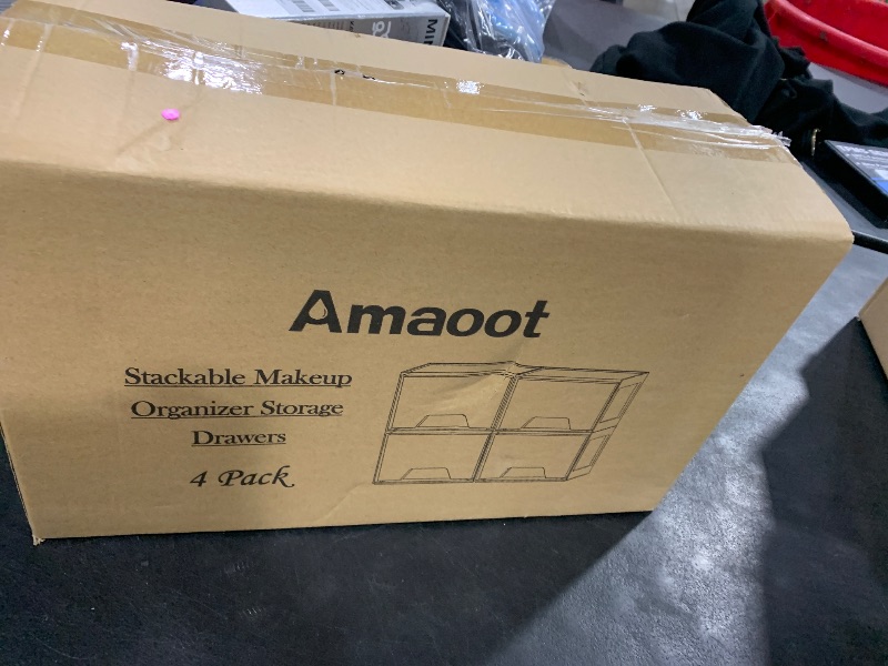 Photo 1 of Amaoot 4 Pack Stackable Makeup Organizer,4.4'' Tall Acrylic Bathroom Organizer and Storage Drawers, Clear Plastic Drawer Storage Bins For Vanity, Undersink, Cabinets, Pantry