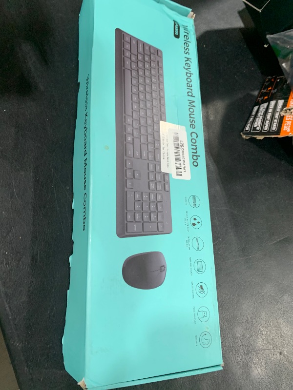 Photo 1 of Wireless Keyboard and Mouse Combo for Windows, 2.4G Full-Sized External Cordless Computer Keyboard Mouse Combo for Laptop PC Desktop Chrome Mac, Number Pad 1600 DPI Silent Mouse USB Receiver (Black)