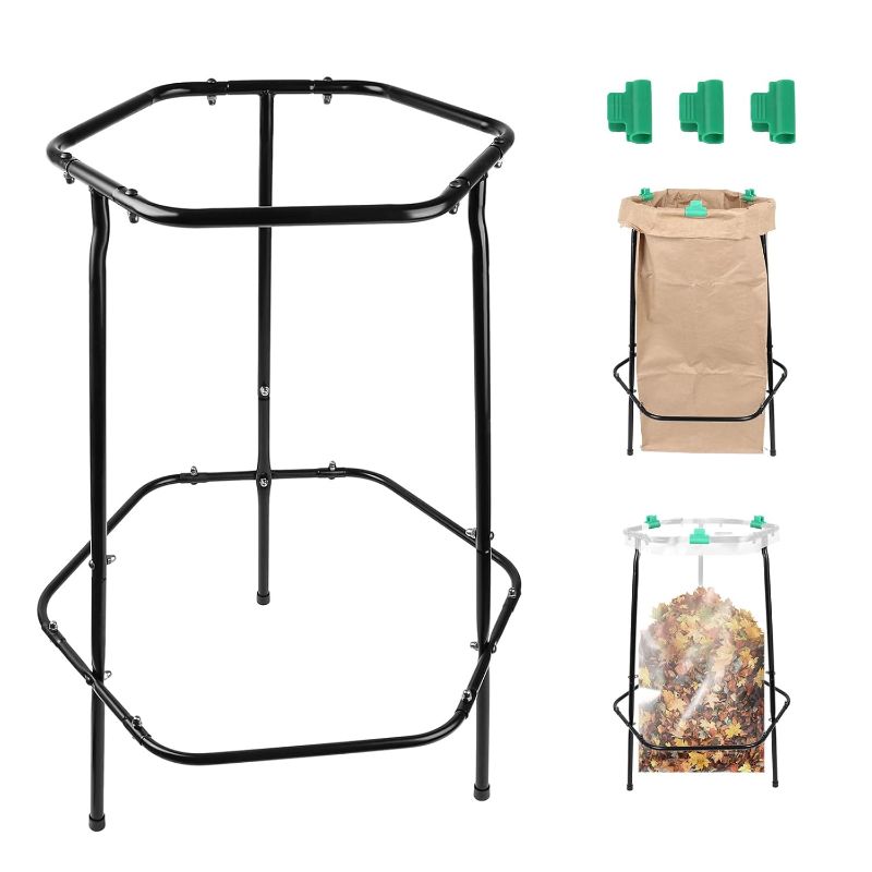 Photo 1 of Trash Bag Holder Stand, Metal Leaf Bag Holder, Frame Holds 30-55 Gallon Multi Use Bags, Outdoor Trash Bag Holder for Yard and Lawn Cleanup, Gardening, Camping, Parties