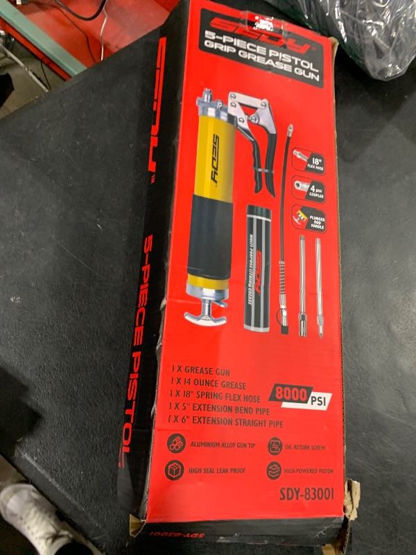 Photo 1 of Heavy Duty Grease Gun Kit - 14oz Free Grease Tube 8000 PSI Pistol High Pressure Flexible Hose Bearing Grease Pump Marine Durable Connectors Adapters Extension Tubes Nozzle Easy Operation