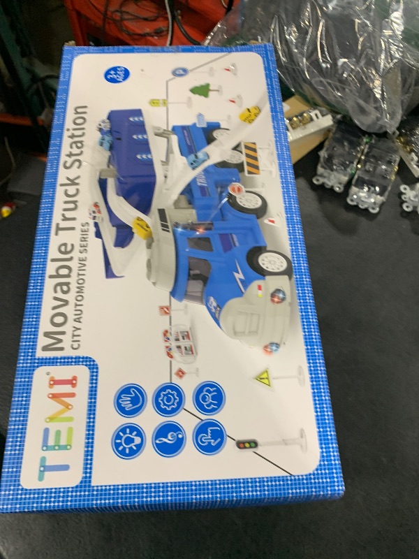 Photo 1 of TEMI Toy Trucks for Kids 3 4 5 6 Years Old, Vehicle Toys with 8 City Cars, Car Tracks for Toddlers Aged 3-8, Outdoor Kids Toys, Gift for 3-4 Year Old Boy and Girl