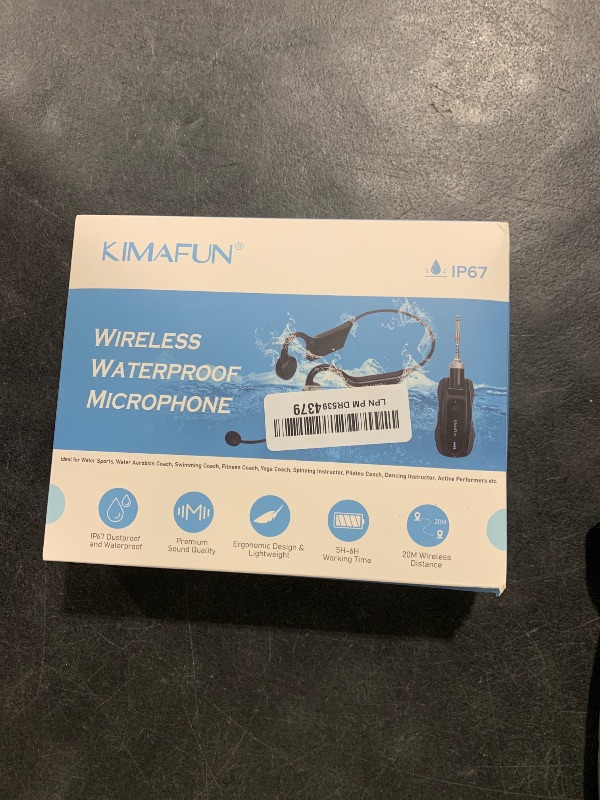 Photo 1 of KIMAFUN 2.4G Fitness Headset Wireless Microphone, IP67 Waterproof Sweatproof Microphone for Water Aerobics, Swimming Coach, Fitness Instructor, Yoga, Spinning, Training, Teaching, Speakers, GWP91