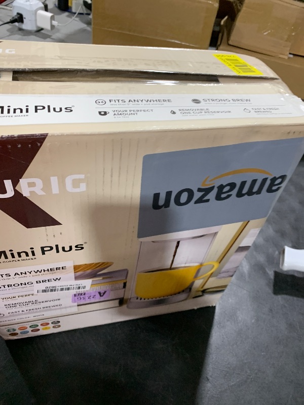 Photo 1 of Keurig K-Mini Plus Single Serve K-Cup Pod Coffee Maker, with 6 to 12oz Brew Size, Stores up to 9 K-Cup Pods, Travel Mug Friendly, Matte White