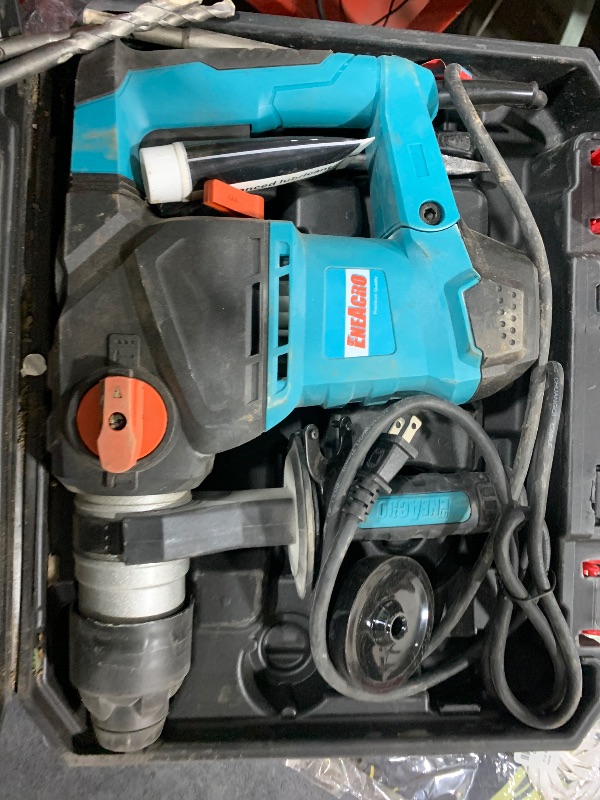 Photo 1 of ENEACRO 1-1/4 Inch SDS-Plus 12.5 Amp Heavy Duty Rotary Hammer Drill, Safety Clutch 3 Functions with Vibration Control Including Grease, Chisels and Drill Bits with Case
