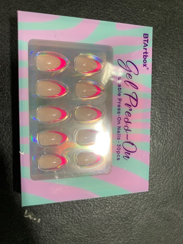 Photo 1 of French Tip Press On Nails Almond - BTArtbox Hot Pink Press On Nails Short, Stick On Nails for Women, Glue On Nails with Nail Glue in 16 Sizes - 30 Soft Gel Fake Nails Kit, Berry French
