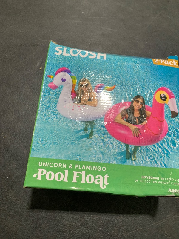 Photo 1 of JOYIN 2-Pack Flamingo Unicorn Pool Float - Fun Floaties Inflatable Swimming Pool Tubes Toys Party Decorations, Summer Vacation Lake Beach Floaty Swim Rings Raft Lounger for Adults & Kids