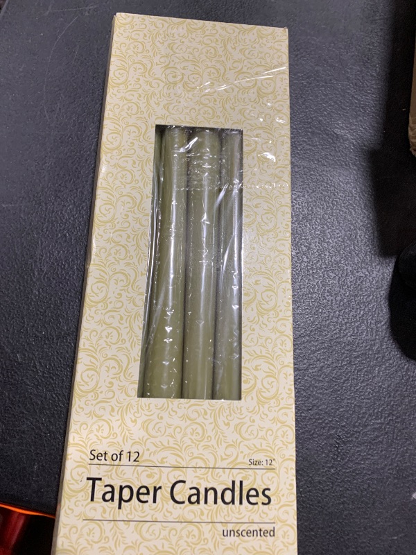 Photo 1 of 12 Inch Sage Green Taper Candles