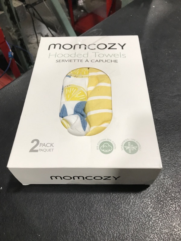 Photo 1 of Momcozy Baby Hooded Towel, 2 Pack Baby Towel Set, Super Soft Bath Towel with Original Design, Shower Gifts for Infant, Toddler (28 X 28 Inch, Lemon Leaves)