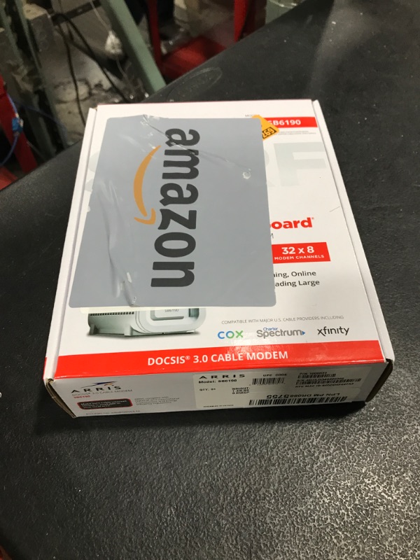 Photo 1 of ARRIS (SB6190) - Cable Modem - Fast DOCSIS 3.0 32x8 Gigabit Cable Modem, For Comcast Xfinity, Cox, Spectrum and more, 1 Gbps Port, 800 Mbps Max Internet Speed, 2 Year Warranty - White
