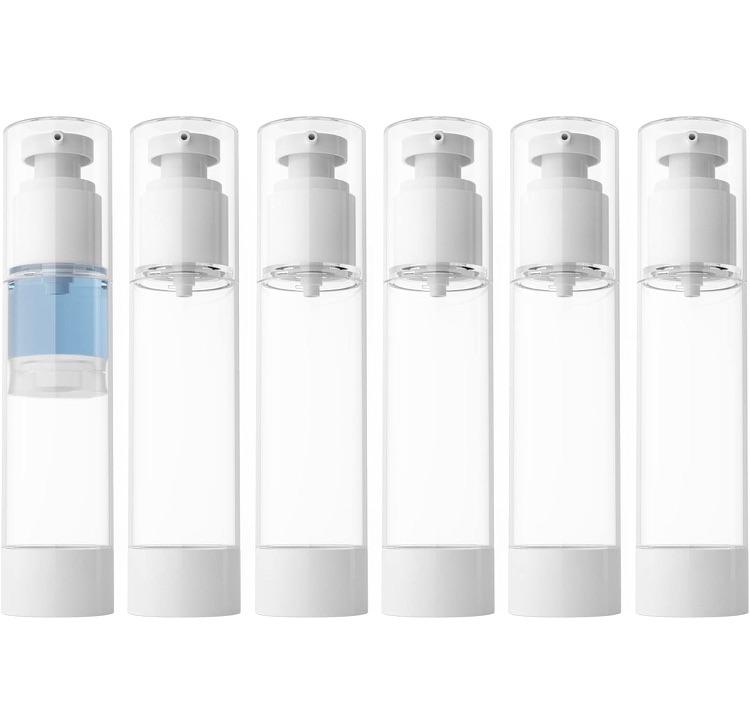 Photo 1 of longway 3.4 Oz 100ml Clear Airless Cosmetic Cream Pump Bottle Travel Size Dispenser Refillable Containers for Foundation, Shampoo (Pack of 4)