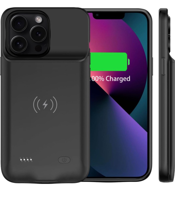 Photo 1 of Battery Case for iPhone 13/13 Pro (6.1 inch), [7000mAh] Qi Wireless, Portable Backup Rechargeable Extended Slim Charging Case Compatible with iPhone 13/13 Pro - Black