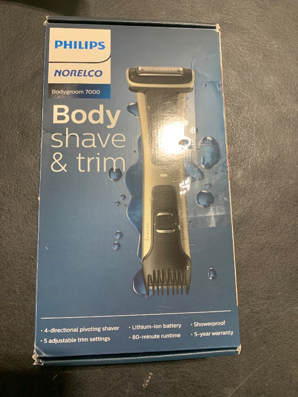 Photo 1 of Philips Norelco Bodygroom 7000 Series, Showerproof Groin and Body Trimmer for Men, Precise Body Grooming, Adjustable Comb, Safe Even Below The Belt, 80 Min. Runtime, Model BG7030/49