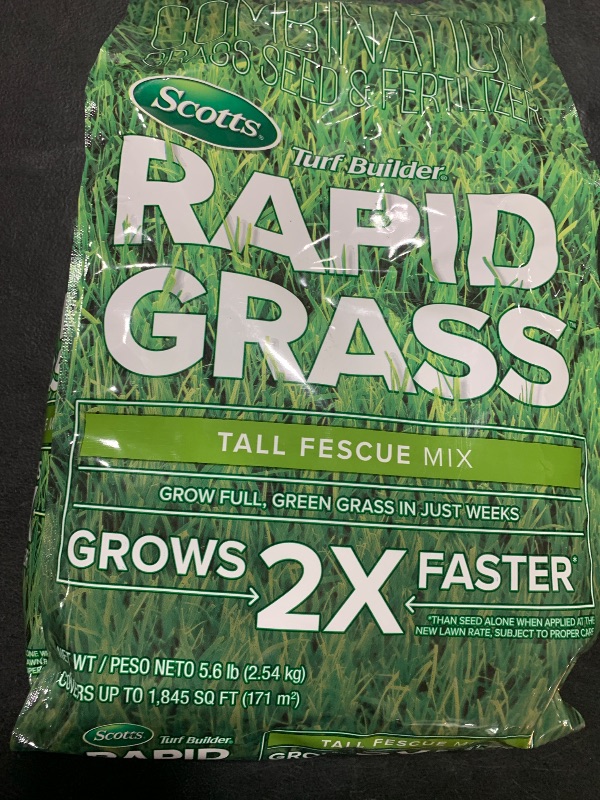 Photo 1 of Scotts Turf Builder Rapid Grass Tall Fescue Mix, Combination Seed and Fertilizer, Grows Green Grass in Just Weeks, 5.6 lbs.