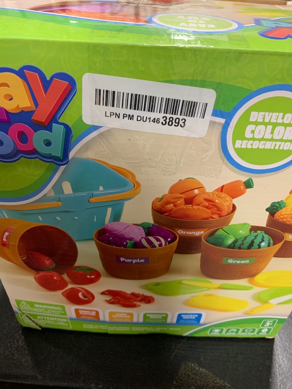 Photo 1 of JOYIN Learning Toys Play Food Set for Toddlers, Cutting Food for Preschool Activities, Pretend Play Kitchen Accessories for Kids, Color Sorting Set for Boys & Girls, Daycare Educational Toy