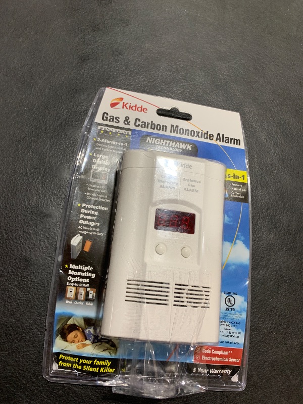 Photo 1 of Kidde Carbon Monoxide Detector, Propane, Natural, Methane, & Explosive Gas Alarm, Plug-In Wall with 9-Volt Battery Backup, Digital LED Display