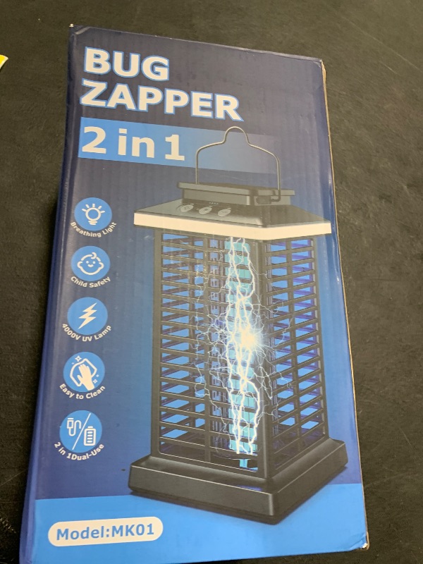 Photo 1 of Bug Zapper Outdoor, Mosquito Zapper 2 in 1 Portable & Rechargeable Bug Zapper Outdoor with 4000mAh Battery & LED Night Light, 4000V Electric Fly Zapper for Outside,Patio,Backyard,Garden
