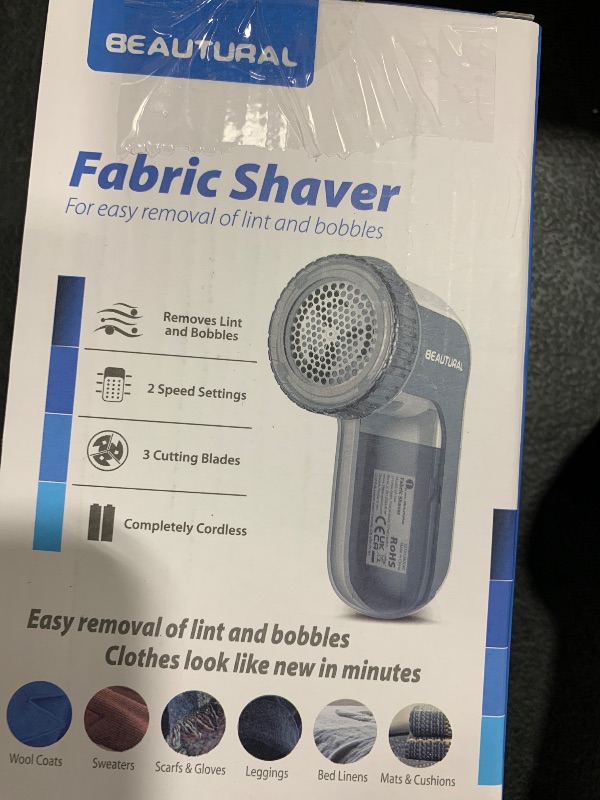 Photo 1 of BEAUTURAL Fabric Shaver and Lint Remover, Sweater Defuzzer with 2-Speeds, 2 Replaceable Stainless Steel Blades, Battery Operated, Remove Clothes Fuzz, Lint Balls, Pills, Bobbles Gray