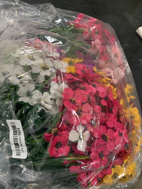 Photo 1 of Lnoicy 24 Pcs Artificial Flowers for Outdoor,Plastic Flowers Decoration, UV Resistant Faux Flowers Shrubs, Artificial Plants for Indoor Outside Garden Home Wedding Farmhouse?6 Color?