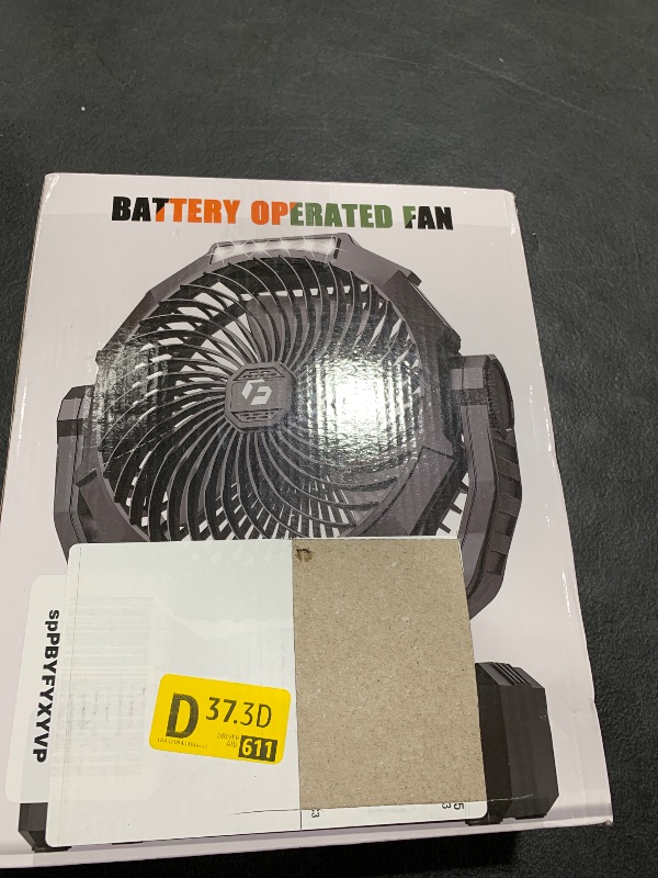 Photo 1 of Battery Operated Fan [200H Max], 2 in 1 D-Cell Battery & USB Powered Fans, Portable Camping Fan with 4 Speeds, Light, Timer, Remote for Outdoor Tent, Travel, Picnic, Office, Bedroom - Black
