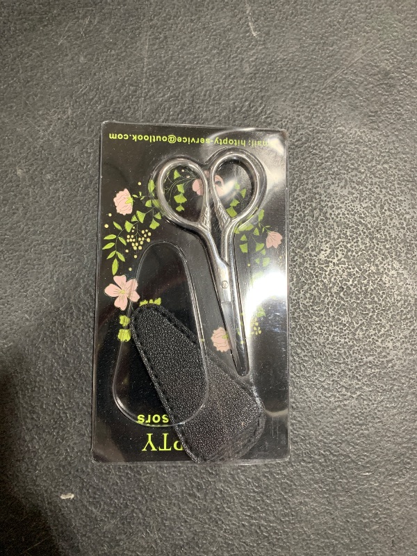 Photo 1 of HITOPTY Small Precision Scissors, 3.5inch Stainless Steel Multi-Purpose Vintage Beauty Grooming Kit for Facial Hair, Eyebrow, Eyelash, Beard, Moustache with PU Sheath
