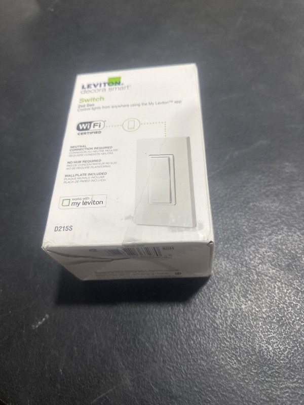Photo 1 of Leviton Decora Smart Switch, Wi-Fi 2nd Gen, Neutral Wire Required, Works with Matter, My Leviton, Alexa, Google Assistant, Apple Home/Siri & Wired or Wire-Free 3-Way, D215S-2RW, White