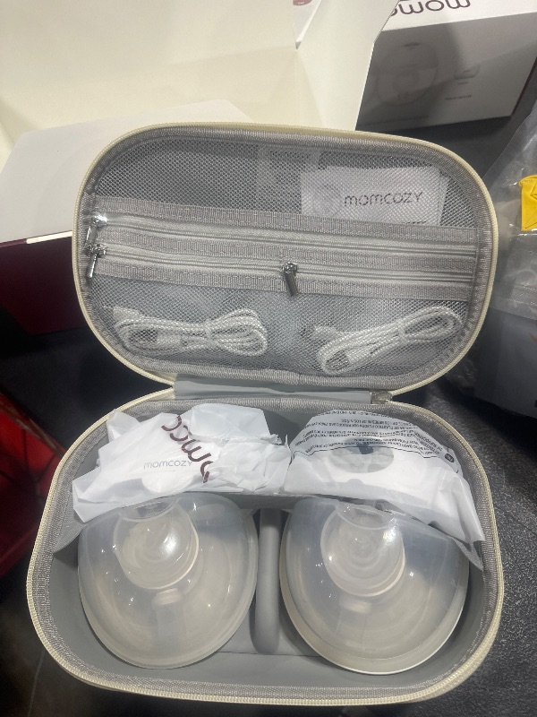 Photo 1 of Momcozy M5 Hands-Free Wearable Breast Pump, Double-Sealed Flange for Baby-Like Comfort, 3 Modes & 9 Suction Levels, Portable Electric Pump – 24mm, 2-Pack Quill Gray