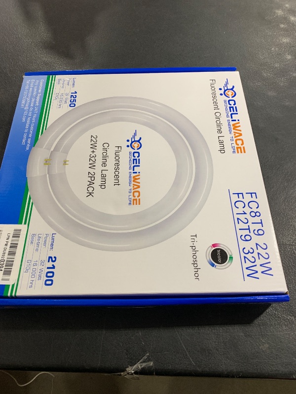 Photo 1 of FC12T9/WW 32 Watt and FC8T9/KB 22W Set, 8 inch T9 22W and 12'' 32W Circular Fluorescent Light Bulbs Warm White, Circle Light Bulb 3000K, FC12T8/WW 3500 Lumen G10Q Base
