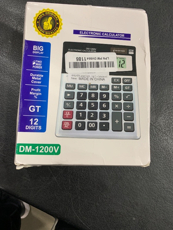 Photo 1 of HIHUHEN Large Electronic Calculator Counter Solar & Battery Power 12 Digit Display Multi-Functional Big Button for Business Office School Calculating (1 x Calculator)