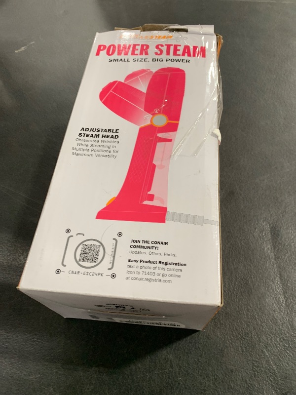 Photo 1 of Conair Handheld Garment Steamer for Clothes - Power Steam: Small Size, Big Power - Great for Home, Office, or Travel with Dual Voltage for Worldwide Use, Pink