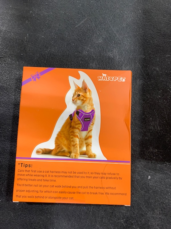 Photo 1 of Halypet Cat Harness and Leash Set[MAX Safety 4th-Gen] Cute Escape Proof Vest Harness for Girl&Boy Cat Walking, Comfortable Adjustable Leash and Reflective Strips for Outdoor Kitten, S Inky Meowy