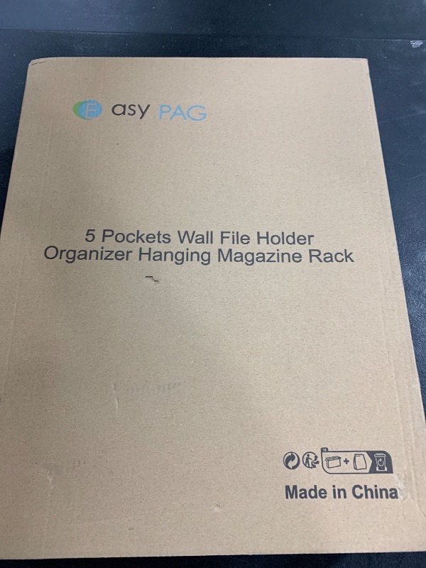 Photo 1 of EasyPAG 5 Pocket Mesh Wall File Organizer - 17" Vertical Hanging Magazine Rack with Removable Labels, Metal Frame for Mail/Paper Organization, Office Home School, White