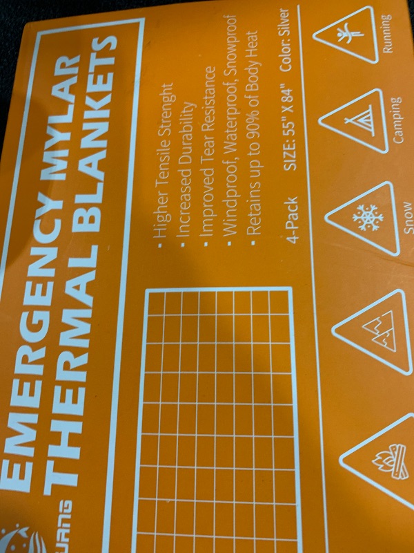 Photo 1 of QIO CHUANG Emergency Mylar Thermal Blankets -Space Blanket Survival kit Camping Blanket (4-Pack). Perfect for Outdoors, Hiking, Survival, Bug Out Bag ?Marathons or First Aid 1