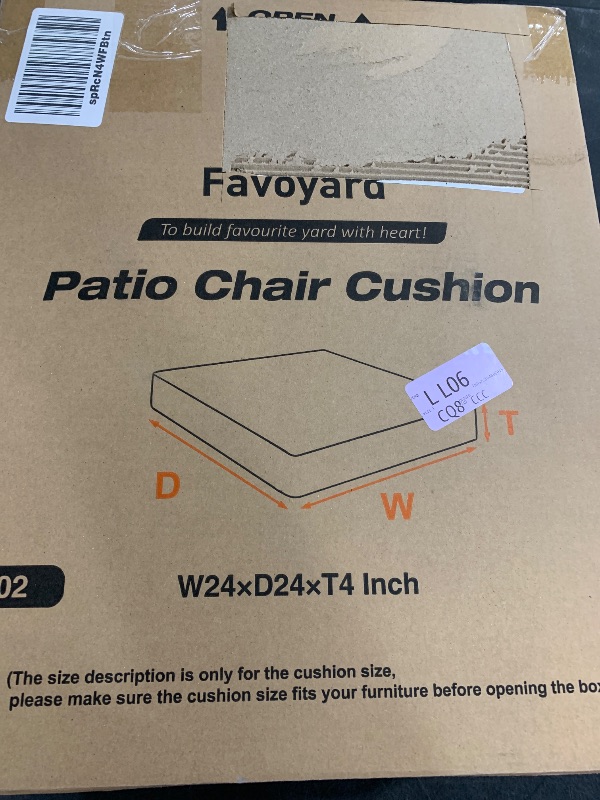 Photo 1 of Favoyard Patio Chair Cushions 24 x 24 x 4 Inch Waterproof Outdoor Seat Cushions for Patio Furniture 3-Year Color Fastness Garden Sofa Couch Pads with Handle & Adjustable Straps Set of 2, Dark Grey