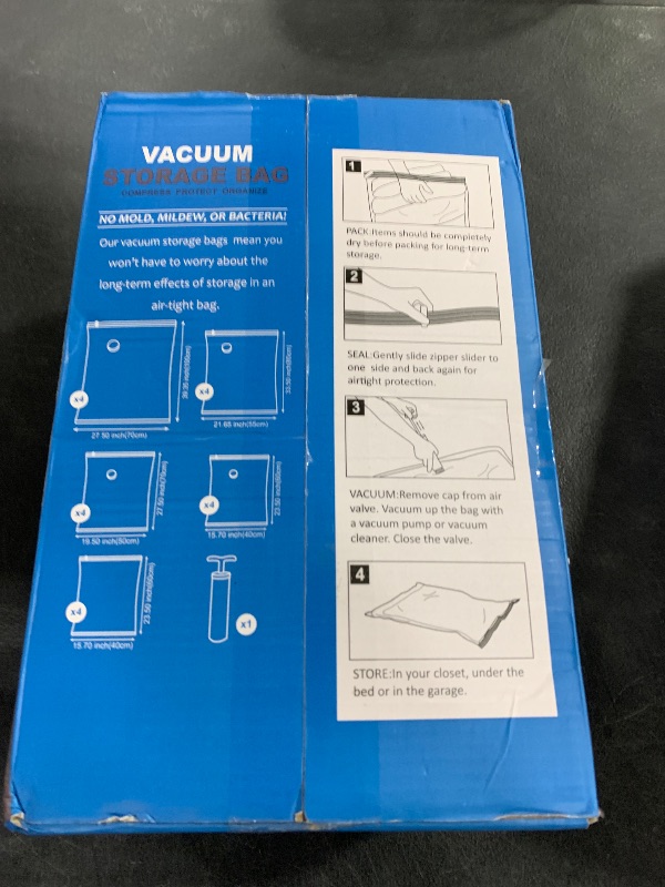 Photo 1 of 20 Pack Vacuum Storage Bags, Space Saver Bags (4 Jumbo/4 Large/4 Medium/4 Small/4 Roll) Compression for Comforters and Blankets, Sealer Clothes Storage, Hand Pump Included