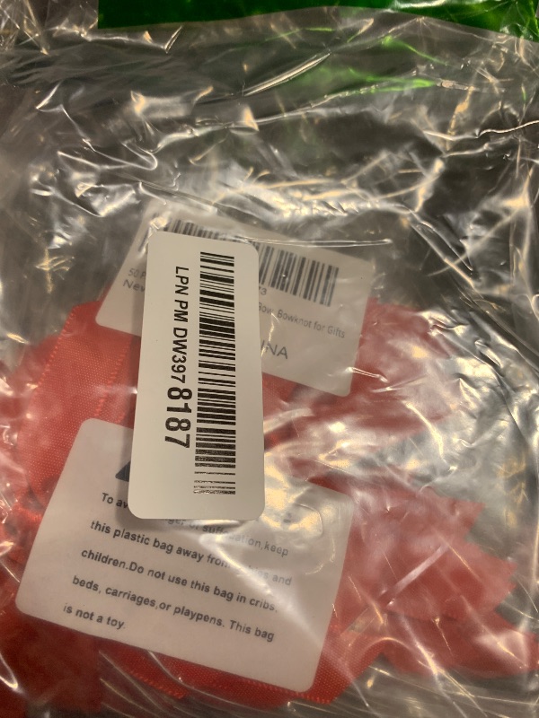Photo 1 of AKLVBL 50 Pack Red Satin Ribbon Twist Tie Bows for Treat Bags, Gift Bags, Bakery Candy Bags and Package Decorating Ribbon Bow, Bowknot for Gifts