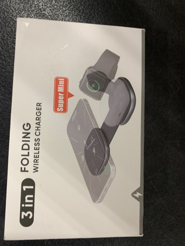 Photo 1 of 3 in 1 Charging Station for Apple Devices/Wireless Charging Sation Compatible with Magsafe Charger Stand/Foldable Magnetic Travel Wireless Charger for iPhone 16/15/14/13/12, Apple Watch, AirPods