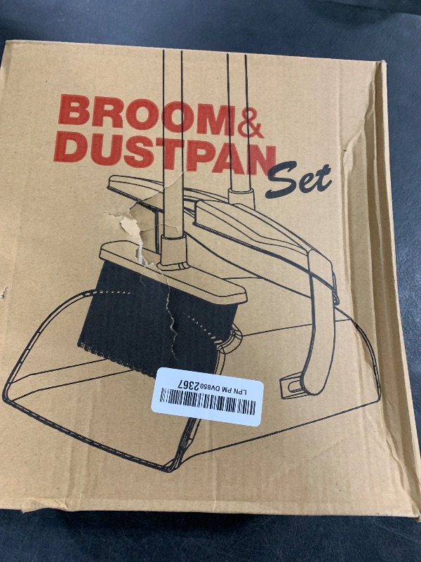 Photo 1 of Broom and Dustpan Set for Home with Lid Indoor Upright Dustpan Broom and Dustpan Set Combo Dust Pan with Long Handle Apartment Household Essentials for New Home Angle Broom Sweeping Office Kitchen