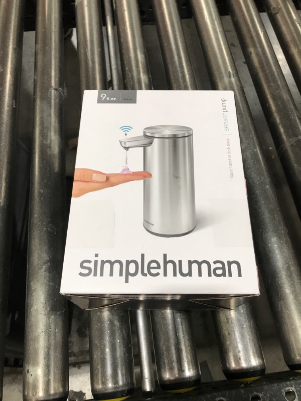 Photo 1 of simplehuman 9 oz. Touch-Free Automatic Rechargeable Sensor Pump, Brushed Stainless Steel, New