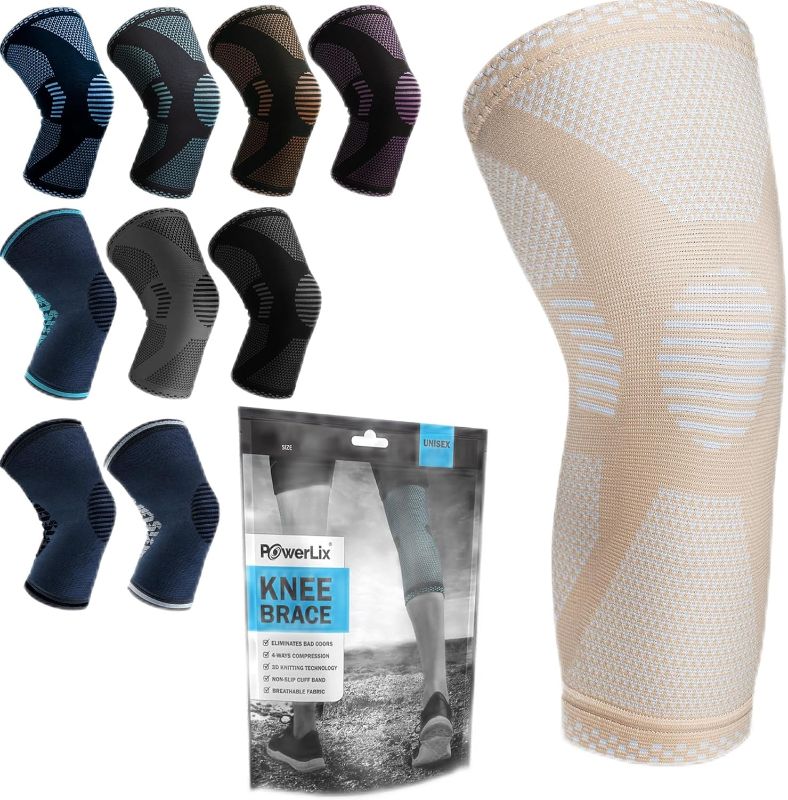 Photo 1 of POWERLIX Leg Sleeve - Best Knee Brace for Leg Pain for Men & Women Knee Support for Running, Basketball, Weightlifting, Gym, Workout, Sports Please Check Sizing Chart (Nude, Small)
