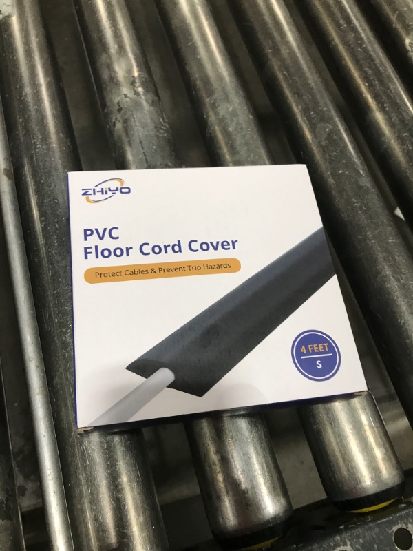 Photo 1 of Floor Cord Cover 4ft, Cord Hider Floor Black, Cable Management Cover Prevent Cable Trips, Wire Covers for Electric Power Cords, Wire Protector Cavity W0.47 x H0.28
