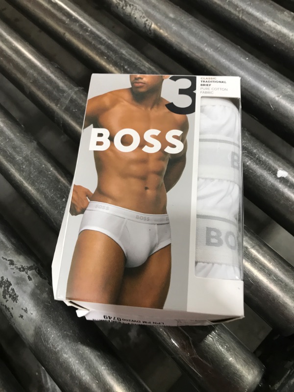 Photo 1 of BOSS Mens 3 Pack Traditional Cotton Briefs, Pure White, Medium US