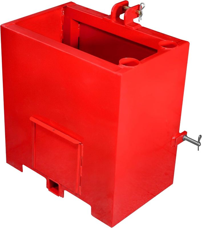 Photo 1 of YITAMOTOR 3 Point Ballast Box, 800 lbs Capacity Ballast Box with 2'' Hitch Receiver for 3 Point Category 1 Tractors, Loaders and Skid Steers, Red
