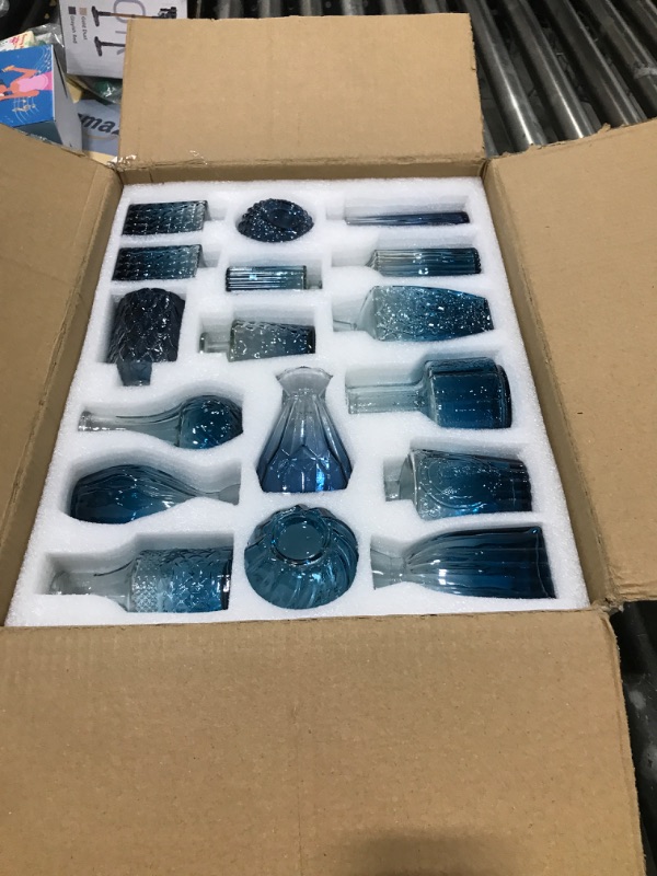 Photo 1 of Fixwal 36 Blue Bud Vases Glass Bud Vase Set, Small Vases for Flowers, Bud Vases for Centerpieces Mini Flower Vases in Bulk for Rustic Wedding Decorations Vintage Look Home Table Decor (Blue)
