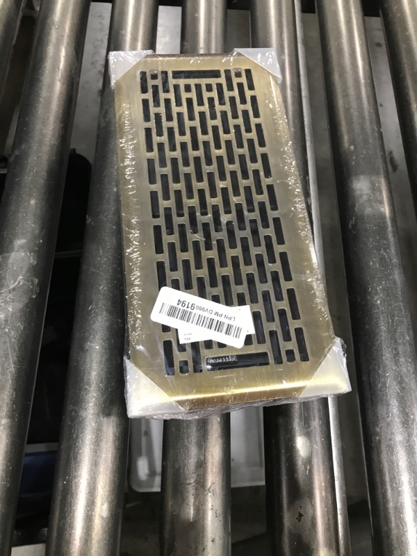 Photo 1 of Howeall 4x10 Inches Heavy Duty Walkable Floor Register - Easy Adjust Air Supply Lever Decorative Floor Vent Covers - Boston Design Vent Covers for Home - Antique Brass