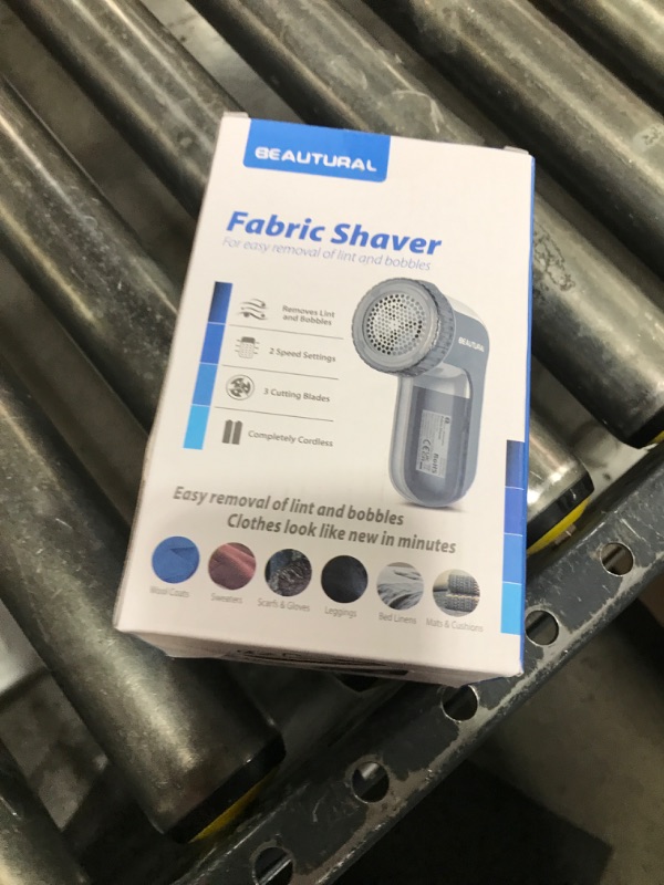 Photo 1 of BEAUTURAL Fabric Shaver and Lint Remover, Sweater Defuzzer with 2-Speeds, 2 Replaceable Stainless Steel Blades, Battery Operated, Remove Clothes Fuzz, Lint Balls, Pills, Bobbles Gray
