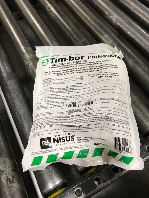 Photo 1 of Nisus Tim-BOR Professional Insecticidal Dust, Water-Soluble Borate Powder, Wood Preservative and Fungicide for Termites, Carpenter Ants, Wood Decay, 1.5 lbs
