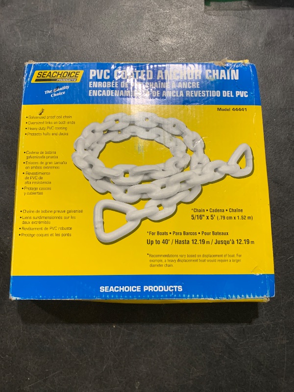 Photo 1 of Seachoice Boat Anchor Chain, PVC, White, Coated, 5/16 In. X 5 Ft., For Boats Up to 40 Feet