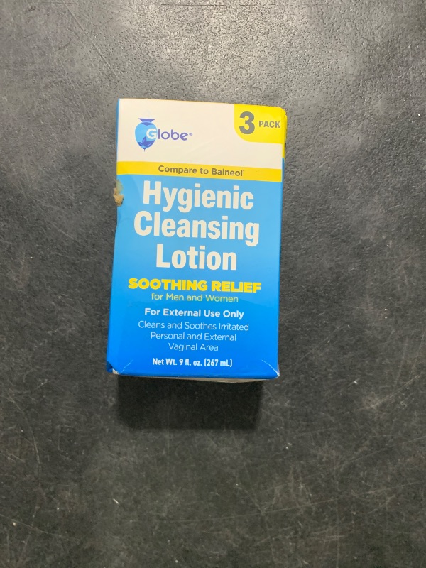 Photo 1 of Globe (3 Pack Hygienic Cleansing Lotion for Men and Women -Discomfort, Pain & Itch Relief for Sensitive Areas, Cooling, Non-Irritating Gentle Personal Care Cleanser, Convenient for Travel, 3oz Bottle