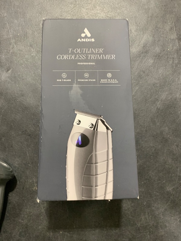 Photo 1 of Andis 74055 Professional Corded/Cordless Hair & Beard Trimmer, Zero Gapped, Close Cutting Carbon Steel T-Outliner Blade, Grey